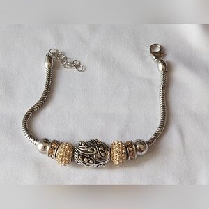 Fiora Italy Sterling Silver 925 - Silver and Gold Beaded Bracelet